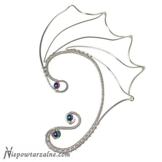Srebrna nausznica "Dragon Wing"