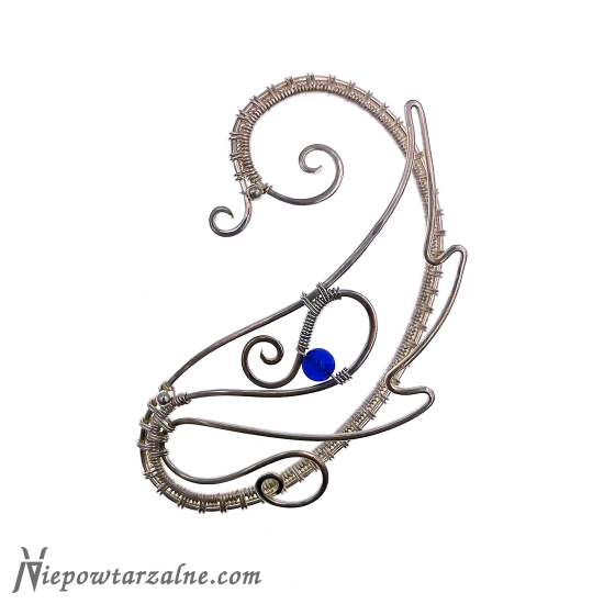 Srebrna nausznica "Blue Jade Wing"