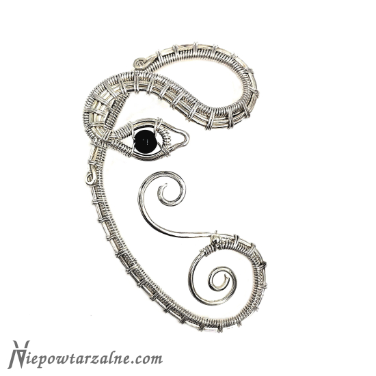 Srebrna nausznica "Wąż" (styl nr. 2)