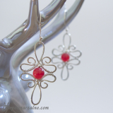 Srebrne kolczyki z jadeitem "Red Elegance"
