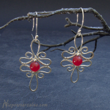 Srebrne kolczyki z jadeitem "Red Elegance"