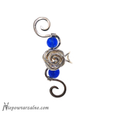 Srebrny earcuff "Róża" niebieski