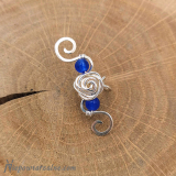 Srebrny earcuff "Róża" niebieski