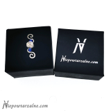 Srebrny earcuff "Róża" niebieski