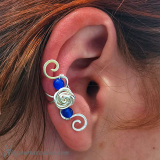 Srebrny earcuff "Róża" niebieski