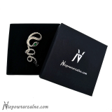 Srebrna nausznica "Wąż" zielony