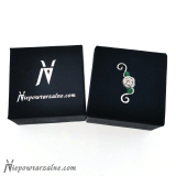 Srebrny ear cuff "Róża" zielony