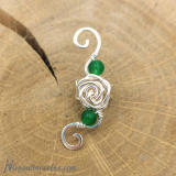 Srebrny ear cuff "Róża" zielony